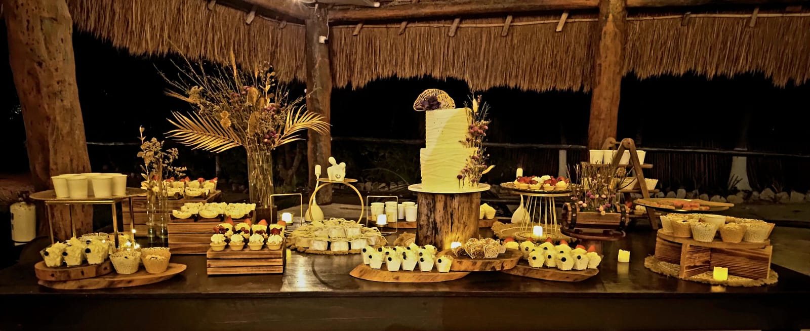 Mesa de postres rústica